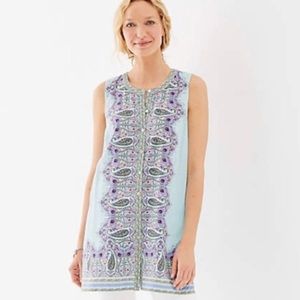 J. Jill Light Blue Paisley Button Front Sleeveless Tunic
